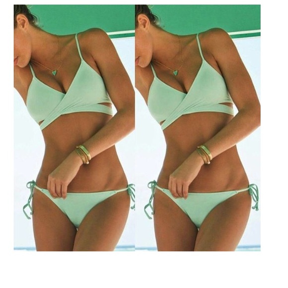 mint color bikini
